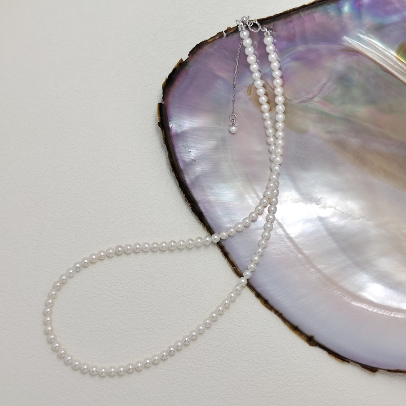 3-4mm Freshwater Cultured White Pearl Strand Necklace
